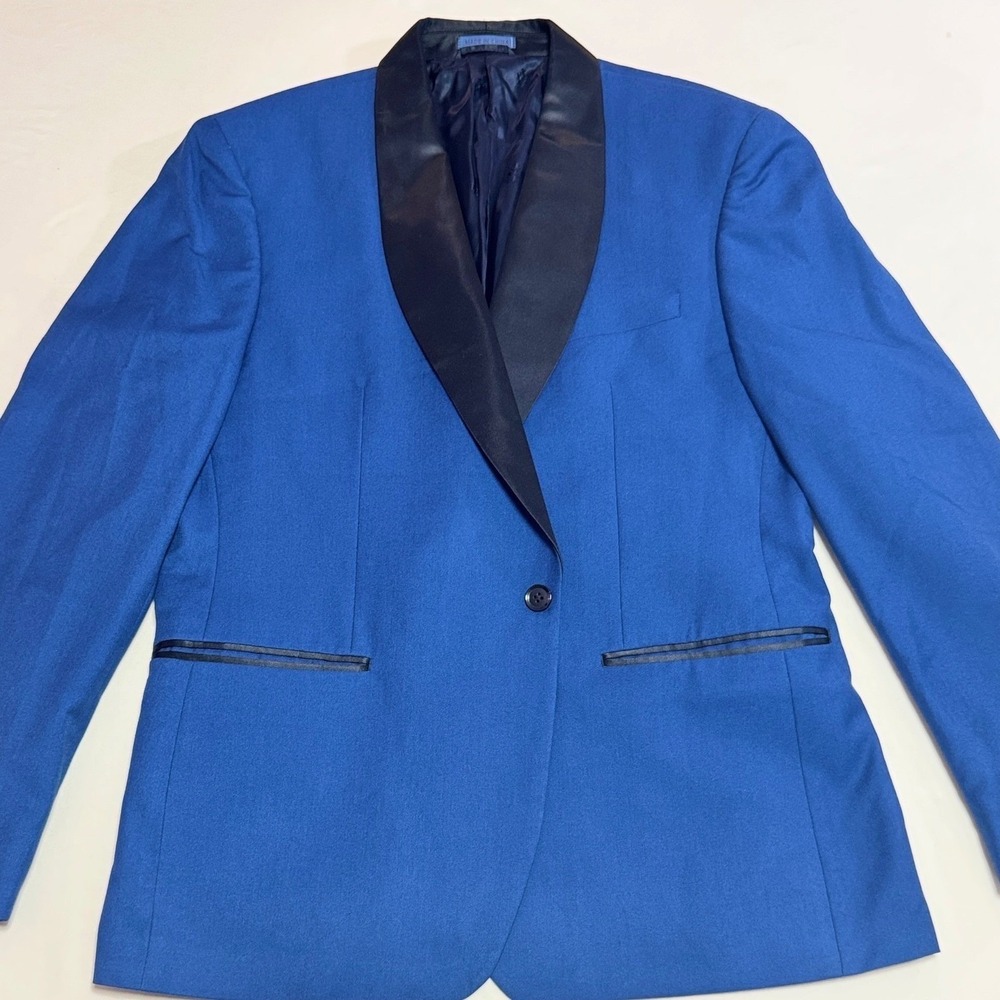 Ryan Seacrest Distinction Royal Blue Tuxedo Suit 42R Shawl Lapel